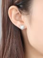 thumb 925 Sterling Silver Rhinestone White Heart Minimalist Stud Earring 1
