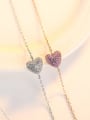 thumb 925 Sterling Silver Rhinestone Heart Minimalist Link Bracelet 1