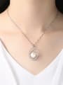 thumb 925 Sterling Silver Freshwater Pearl Fashion zircon oval pendant  Necklace 3