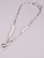 thumb Titanium Steel Imitation Pearl Heart Vintage Hollow Chain Necklace 3