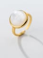 thumb 925 Sterling Silver With Gold Plated Simple Round Free Size Ring 1