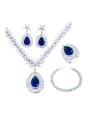thumb Brass Cubic Zirconia Luxury Water Drop  Earring Ring and Necklace Set 0