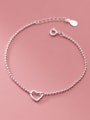 thumb 925 Sterling Silver Heart Minimalist Beaded Bracelet 0