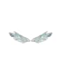 thumb 925 Sterling Silver Cubic Zirconia Feather Dainty Stud Earring 0