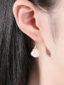 thumb 925 Sterling Silver Freshwater Pearl Geometric Minimalist Hook Earring 1