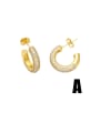 thumb Brass Cubic Zirconia Geometric Hip Hop Stud Earring 2