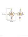 thumb 925 Sterling Silver Cubic Zirconia Cross Dainty Stud Earring 4