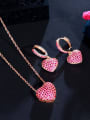 thumb Brass Cubic Zirconia Vintage Heart  Earring and Necklace Set 0