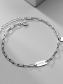 thumb 925 Sterling Silver Simple square brand letters LUCKY chain bracelet 2