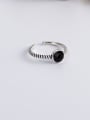 thumb 925 Sterling Silver Acrylic Geometric Vintage Band Ring 0