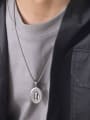 thumb Stainless steel Geometric Hip Hop  Madonna Oval Pendant Necklace 1
