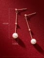 thumb 925 Sterling Silver Imitation Pearl Tassel Minimalist Threader Earring 3