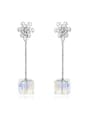 thumb 925 Sterling Silver Austrian Crystal Square Classic Drop Earring 0