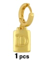 thumb Brass  Minimalist Simple Square Glossy 26 Letter Huggie Earring(single) 4