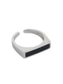 thumb 925 Sterling Silver With Platinum Plated Simplistic Square Free Size Rings 0