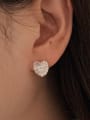 thumb 925 Sterling Silver Cubic Zirconia Heart Vintage Stud Earring 1
