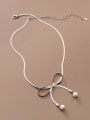 thumb 925 Sterling Silver Imitation Pearl Butterfly Minimalist Necklace 2