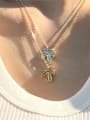 thumb 925 Sterling Silver Cubic Zirconia Coconut Tree  Vintage Necklace 1