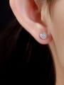 thumb 925 Sterling Silver Jade Round Cute Stud Earring 3