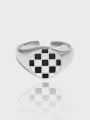 thumb 925 Sterling Silver Enamel Geometric Vintage Band Ring 0