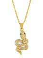 thumb Brass Cubic Zirconia Snake Vintage Pendant Necklace 1