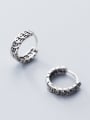 thumb 925 Sterling Silver Coin Vintage Huggie Earring 1