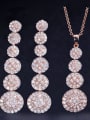 thumb Brass Cubic Zirconia Classic Geometric  Earring and Necklace Set 1
