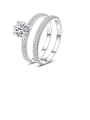 thumb 925 Sterling Silver Cubic Zirconia Geometric Dainty Stackable Ring 0