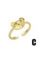 thumb Brass Cubic Zirconia Bear Vintage Band Ring 3