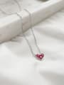 thumb 925 Sterling Silver Cubic Zirconia Red heart Necklace 1