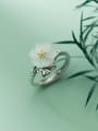 thumb 925 Sterling Silver Resin Flower Vintage Band Ring 2