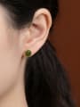 thumb 925 Sterling Silver Jade Oval Minimalist Stud Earring 1
