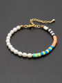 thumb Stainless steel Freshwater Pearl Multi Color Polymer Clay Round Bohemia Bracelet 2