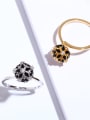 thumb Brass Cubic Zirconia Ball Statement Cocktail Ring 3