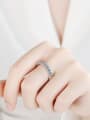thumb Sterling Silver Moissanite White Geometric Dainty Engagement Rings 1