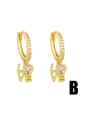 thumb Brass Rhinestone Enamel Letter Cute Huggie Earring 2