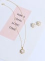 thumb Brass Imitation Pearl Vintage Flower  Earring and Necklace Set 1