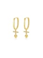 thumb Brass Cubic Zirconia Cross Minimalist Huggie Earring 0