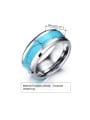 thumb Tungsten Turquoise Geometric Hip Hop Band Ring 2