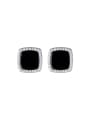 thumb 925 Sterling Silver Cubic Zirconia Acrylic Square Minimalist Stud Earring 2