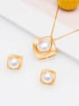 thumb 925 Sterling Silver Freshwater Pearl Minimalist Square   Earring and Necklace Set 1