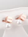 thumb Titanium Imitation Pearl White Round Minimalist Stud Earring 1
