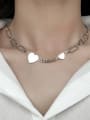 thumb Vintage Sterling Silver With Antique Silver Plated Simplistic Smooth Heart Necklaces 1