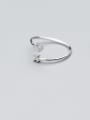 thumb 925 Sterling Silver Cubic Zirconia White Round Minimalist Free Size Ring 0