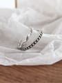 thumb S925 Sterling Silver Vintage Round Bead Twist Wave Free Size Ring 1