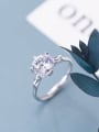 thumb 925 Sterling Silver Cubic Zirconia Flower Minimalist free size Ring 2