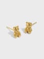 thumb 925 Sterling Silver Smooth Bear Cute Stud Earring 0