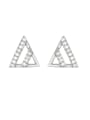 thumb Alloy Cubic Zirconia Triangle Minimalist Stud Earring 0