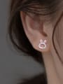 thumb 925 Sterling Silver Enamel Rabbit Cute Stud Earring 1