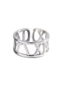 thumb 925 Sterling Silver Hollow Number Geometric Vintage Band Ring 0